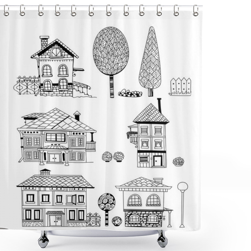 Personality  Houses Shower Curtains