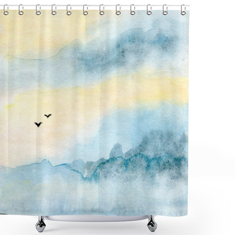 Personality  Sky And Birds Shower Curtains