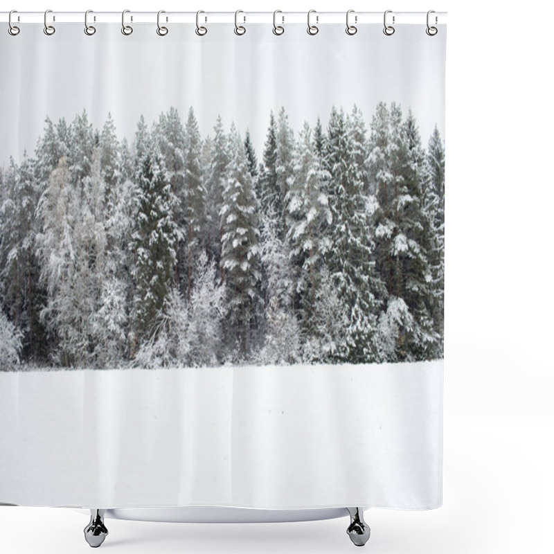 Personality  Snow Covered Pine Tree Forest Shower Curtains