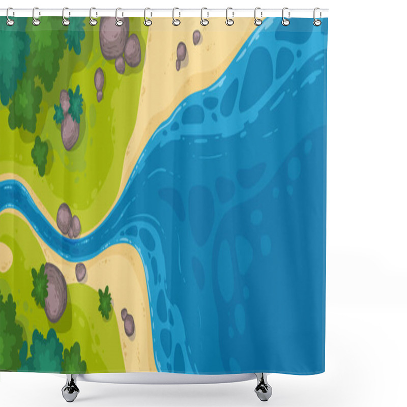 Personality  River Flow Into Sea Or Pond Top View Scenic Stream Shower Curtains