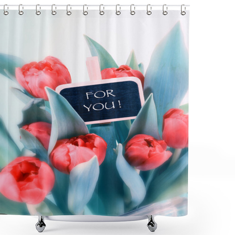 Personality  Red Tulips Bouquet Shower Curtains