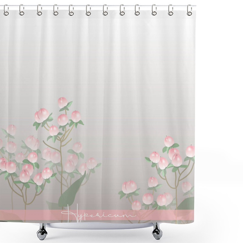 Personality  Hypericum Pink. Floral Berries. Botanical Illustration. Plants For Bouquets. Branch With Berries. Shower Curtains