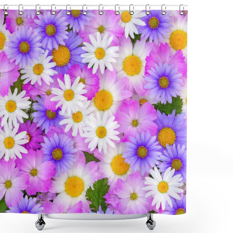 Personality  An Abstract Design Made From Overlapping Petals Of Various Spring Flowers Like Tulips, Daisies, And Violets, Creating A Textured, Layered Collage With Soft, Natural Hues. Shower Curtains