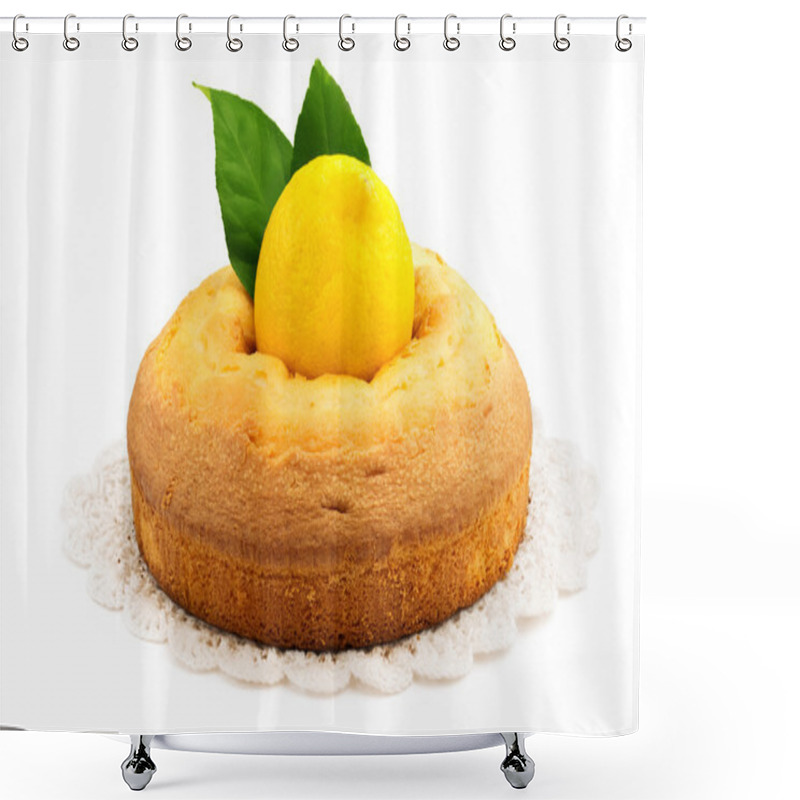 Personality  Homemade Lemon Pie Isolated On White Background Shower Curtains