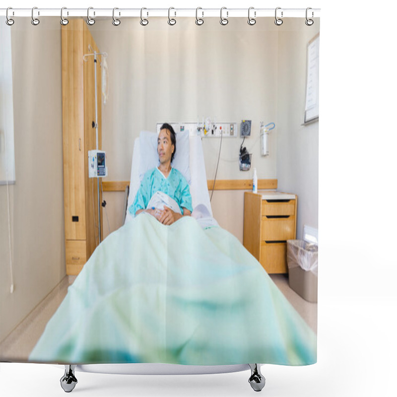 Personality  Thoughtful Male Patient Reclining On Hospital Bed Shower Curtains