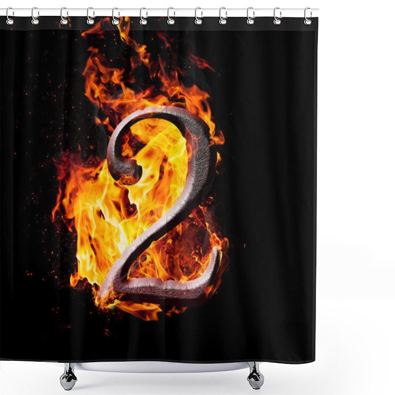 Personality  Numbers And Symbols On Fire - 2 Shower Curtains