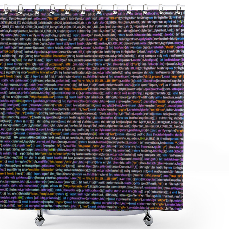 Personality  Image Of A Code Editor Displaying Blurry Lines Of Computer Programming Code, Highlighting Syntax Elements Like Keywords, Strings, Numbers, And Functions Shower Curtains