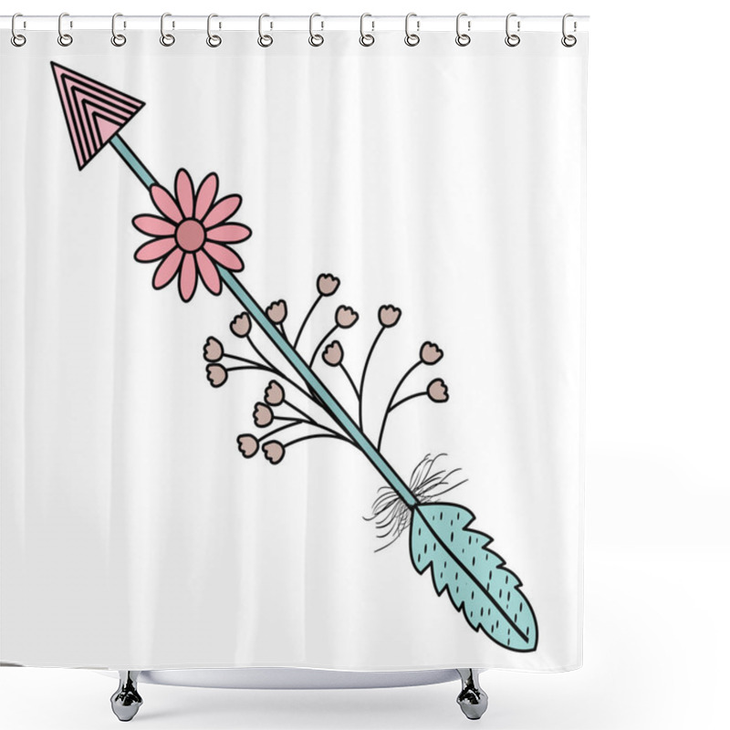 Personality  Bohemian Arrow With Feathers And Flowers Shower Curtains