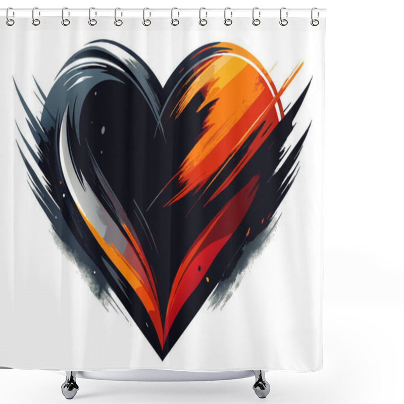 Personality  Vibrant Abstract Heart With Dynamic Shapes And Energy Shower Curtains