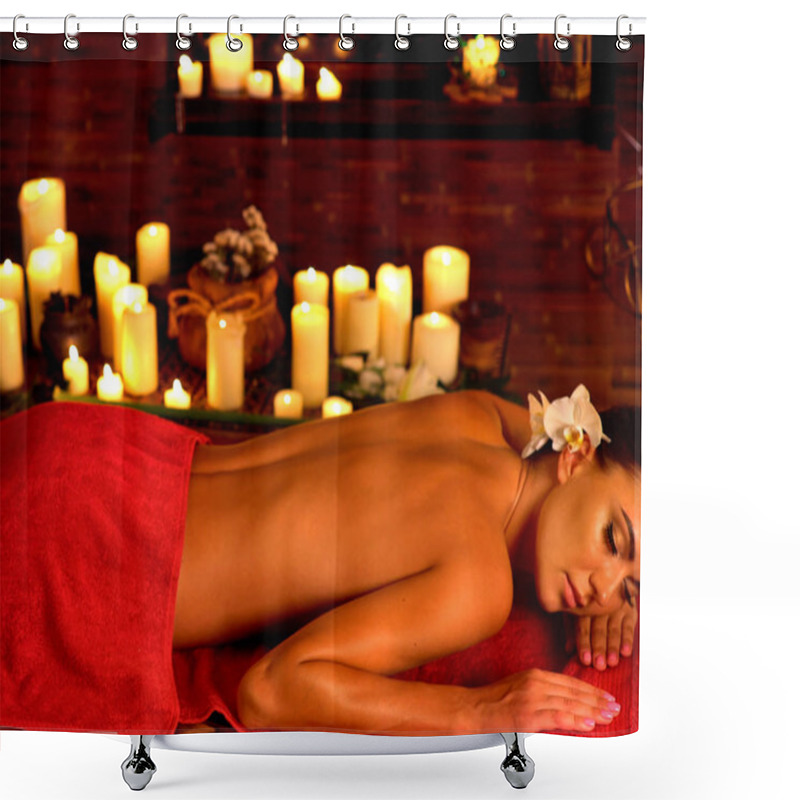 Personality  Massage Of Woman In Spa Salon. Luxary Interior Oriental Therapy. Shower Curtains