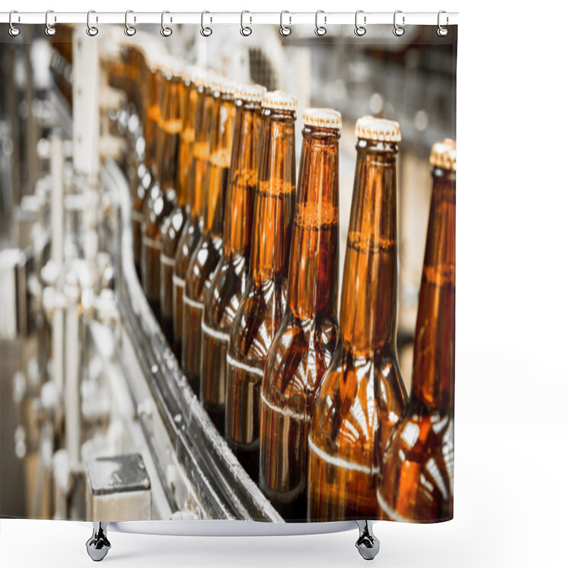 Personality  Beer Bottles On The Conveyor Belt Shower Curtains