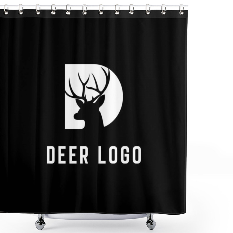 Personality  Initial Letter D Deer Logo Design Template Shower Curtains