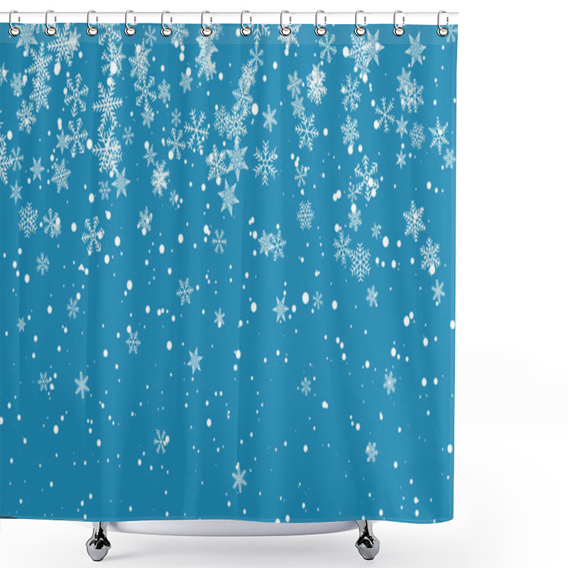 Personality  Christmas Snow. Falling Snowflakes On Dark Background. Snowfall. Vector Illustration Shower Curtains