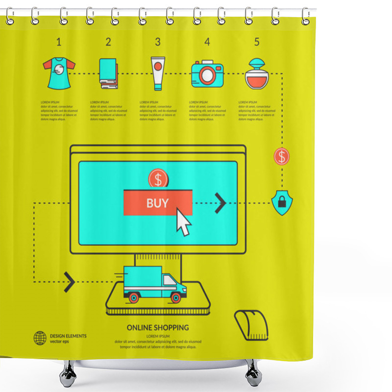 Personality  Store Online. Icons And Illustrations Shower Curtains