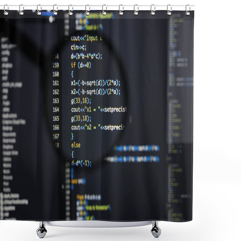 Personality  Real C / C++ Code Developing Screen. Programing Workflow Abstrac Shower Curtains