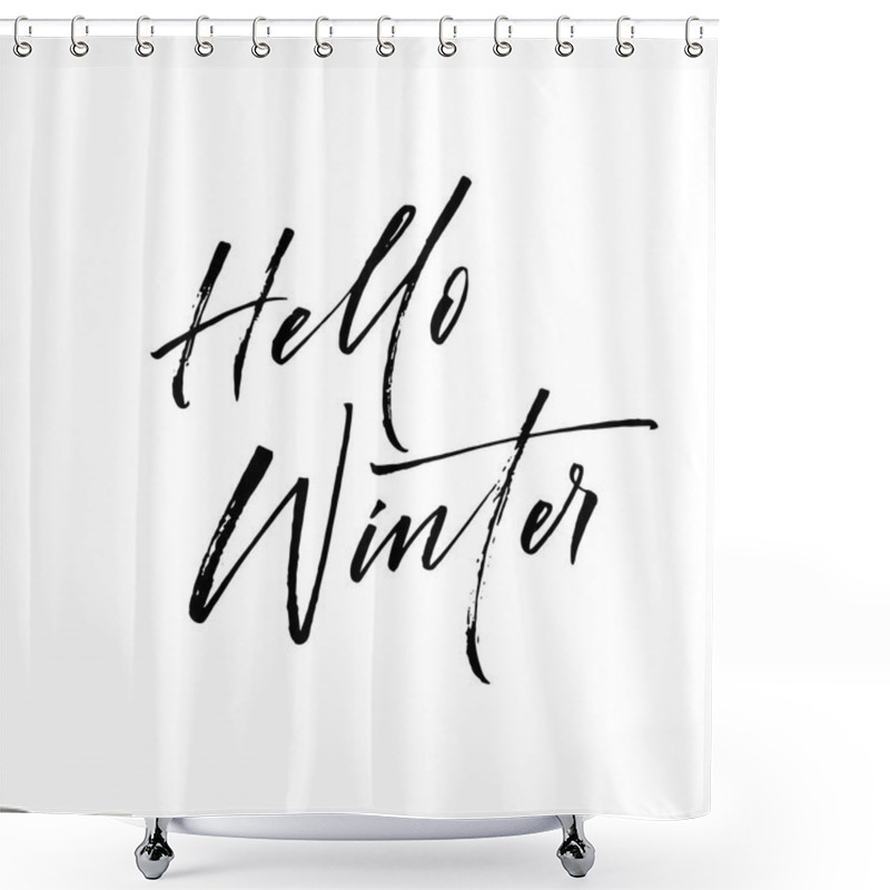 Personality  Hello Winter Card.  Shower Curtains