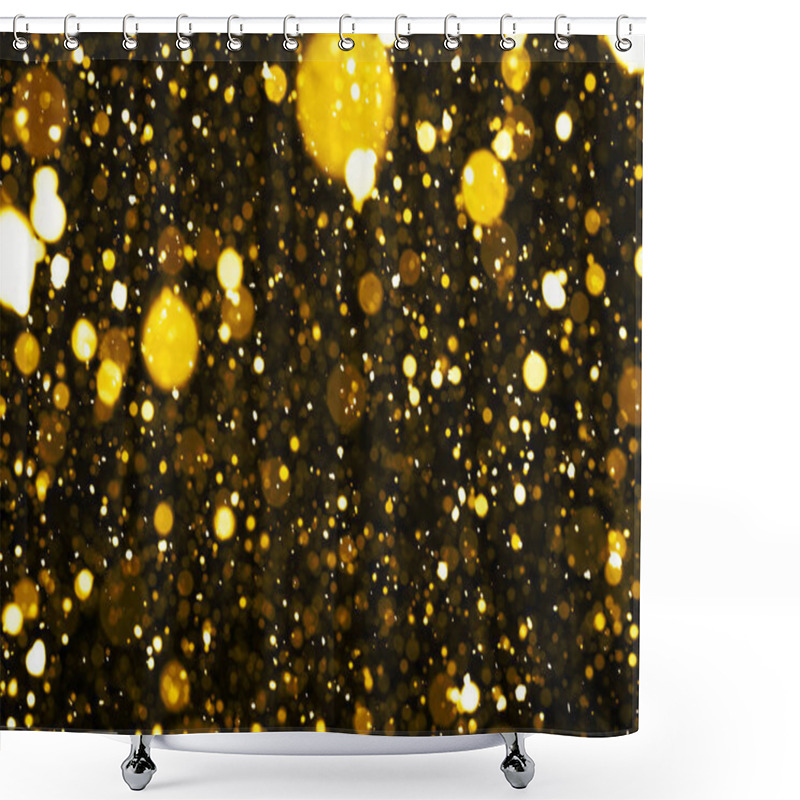 Personality  Falling Snow On Black Background. Shower Curtains