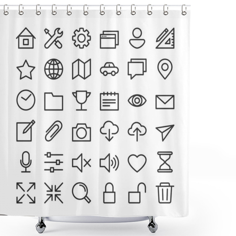 Personality  Apps User Interface  Basic Simple Icons Set Shower Curtains