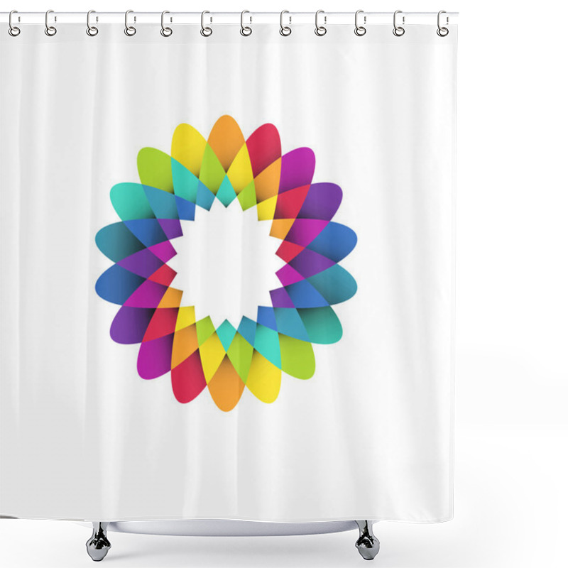 Personality  Rainbow Flower Logo Shower Curtains