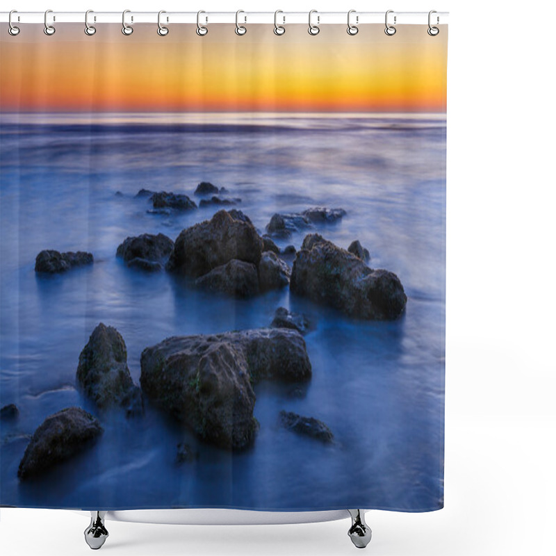 Personality  Beach Rocks Sunrise Shower Curtains