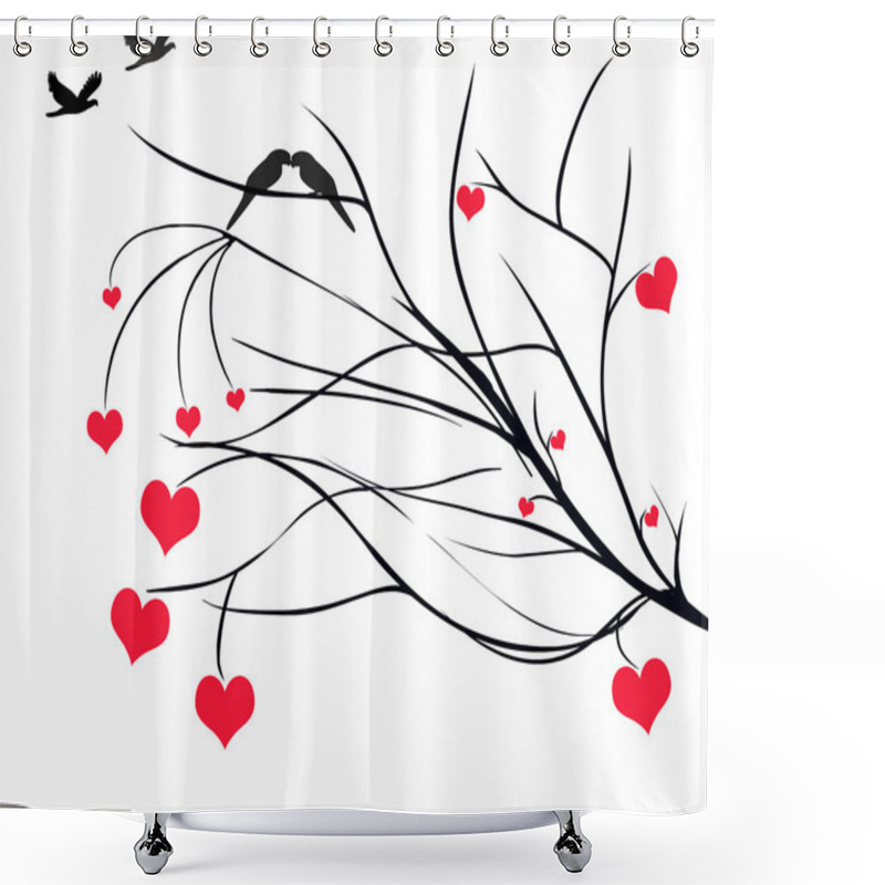 Personality  Hearts On Tree Branch Shower Curtains