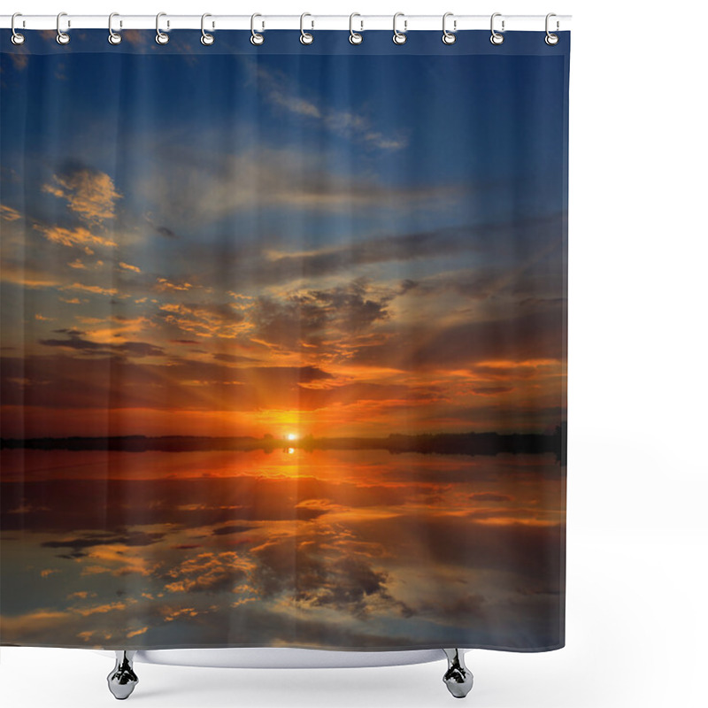 Personality  Nice Sunset On Lake Shower Curtains