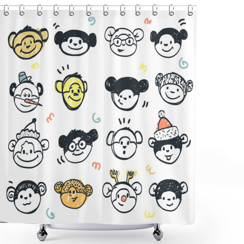 Personality  Funny Faces Cute Monkey Shower Curtains