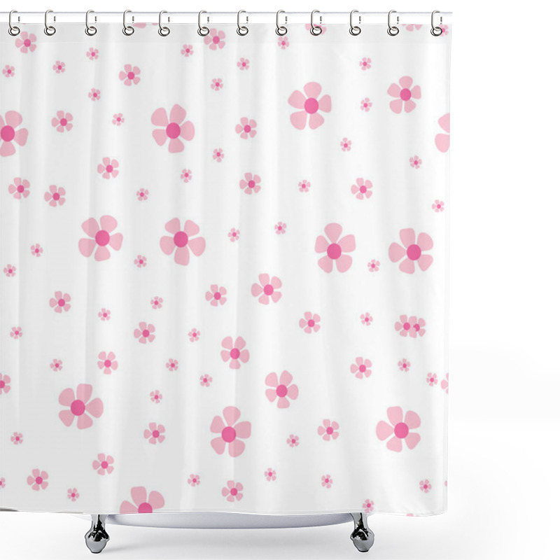 Personality  Seamless Spring Pattern With Small Pink Flowers Shower Curtains