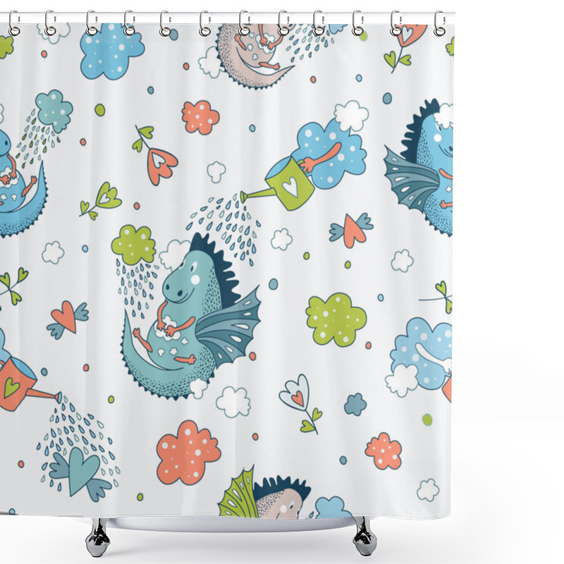 Personality  Cute  Funny Vector  Seamless Pattern. Hand Drawn Doodle Des Shower Curtains