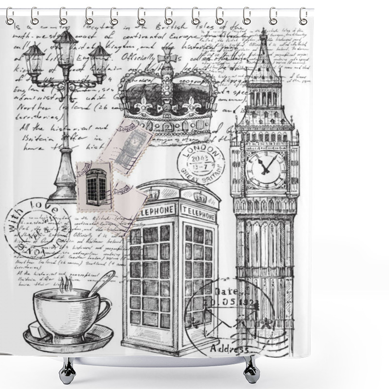 Personality  Illustration Of Telephone Great Britain Shower Curtains