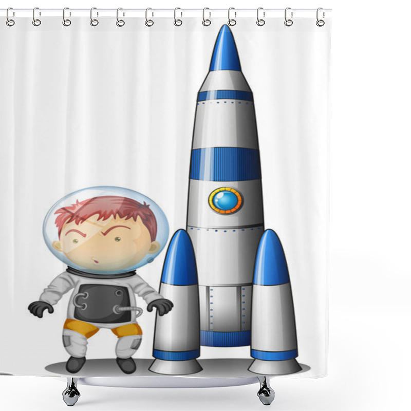 Personality  A Boy Beside The Rocket Shower Curtains