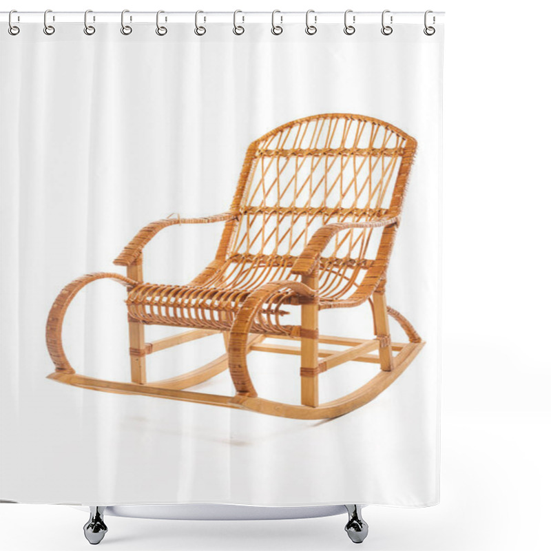 Personality  Comfortable Wooden Rocking Chair Isolated On White  Shower Curtains