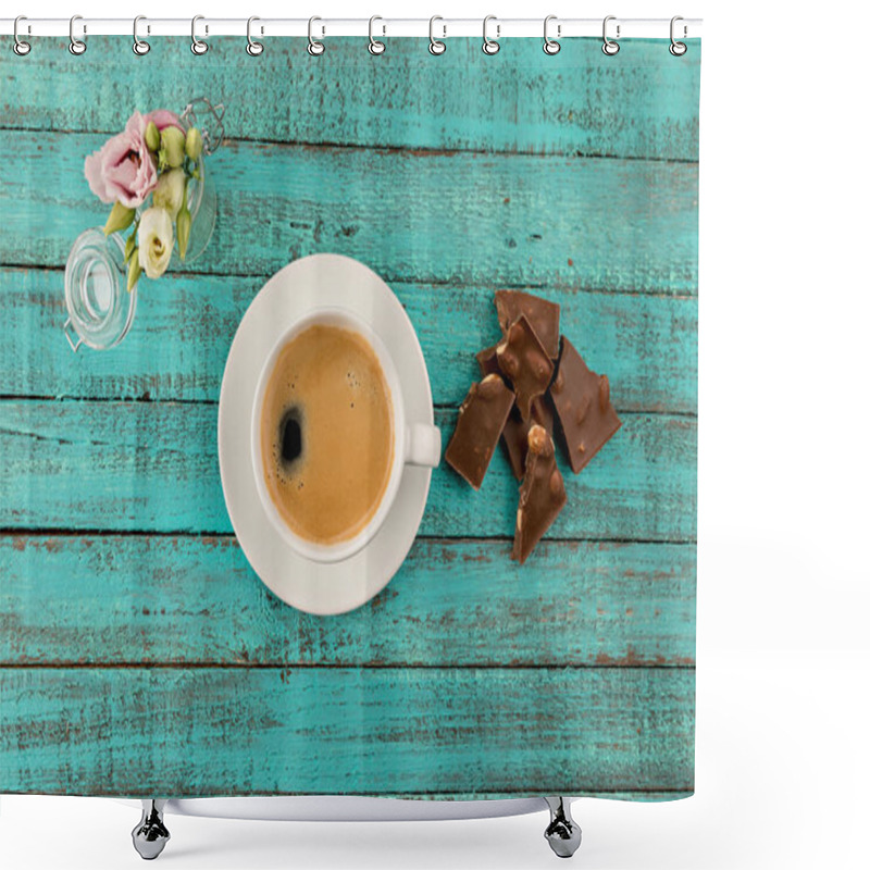 Personality  Coffee Mug Steam And Flowers On Table Shower Curtains