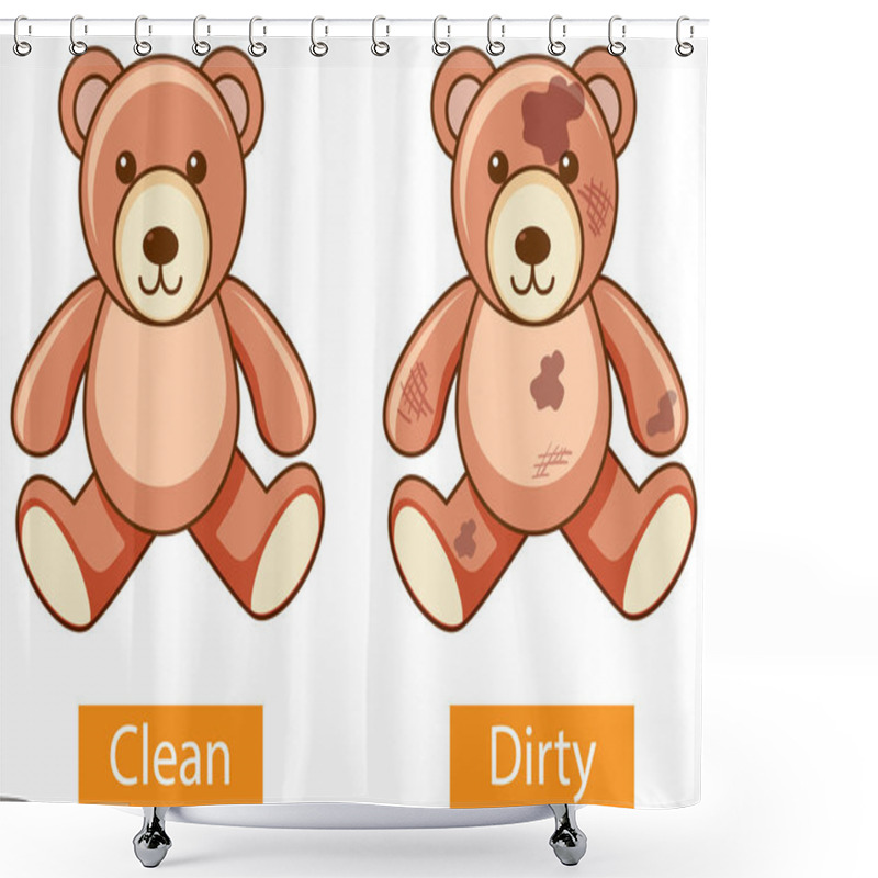 Personality  Opposite Adjectives Words With Clean And Dirty Illustration Shower Curtains