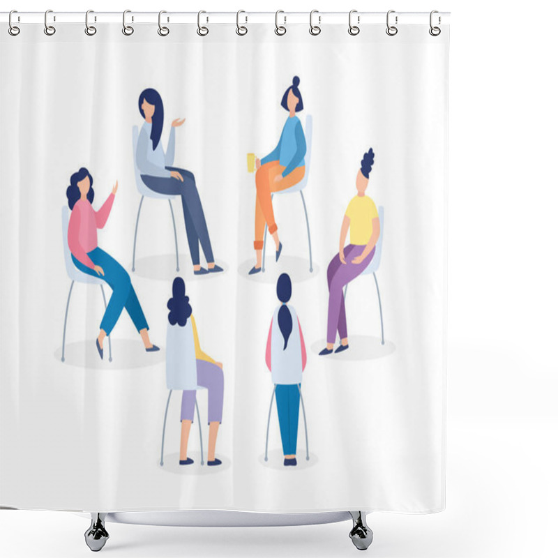 Personality  Vector Illustration Of Group Therapy For Treatment Of Phobias And Addictions Shower Curtains