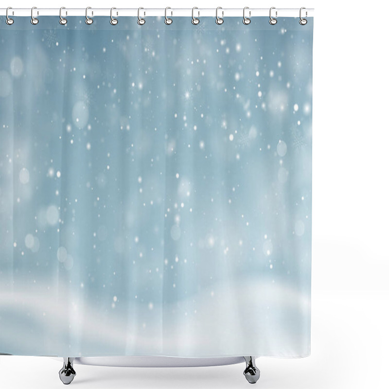 Personality  Christmas Winter Snowy Landscape Background. Winter Snow Dust Background. Vector Illustration Shower Curtains