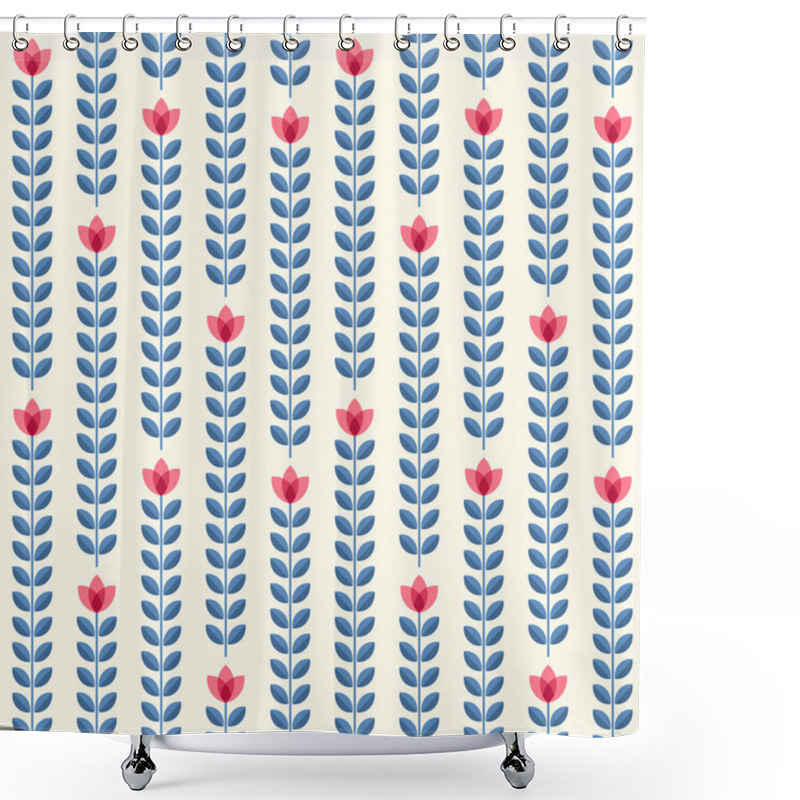 Personality  Retro Floral Pattern, Geometric Seamless Flowers Shower Curtains