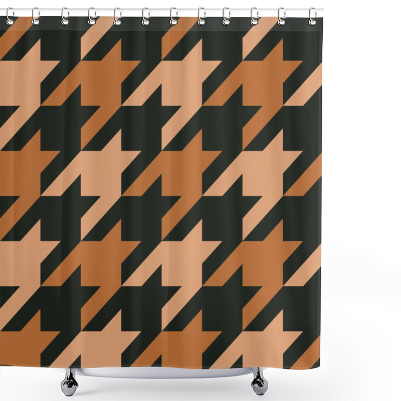 Personality  Seamless Houndstooth Texture. Brown Checkered Pattern. Classic Plaid Design. Shower Curtains