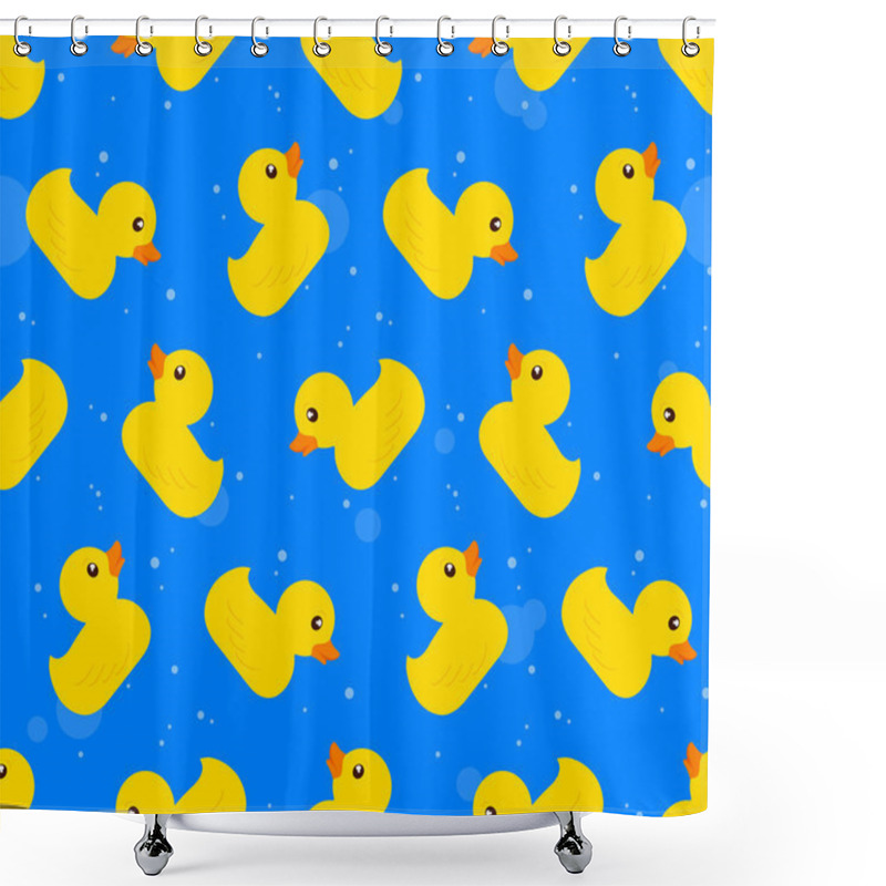 Personality  Seamless Background Pattern Of Yellow Rubber Ducks Shower Curtains