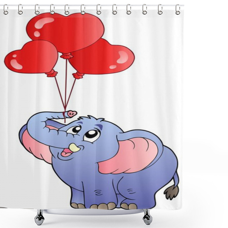 Personality  Circus Elephant With Balloons 2 Shower Curtains