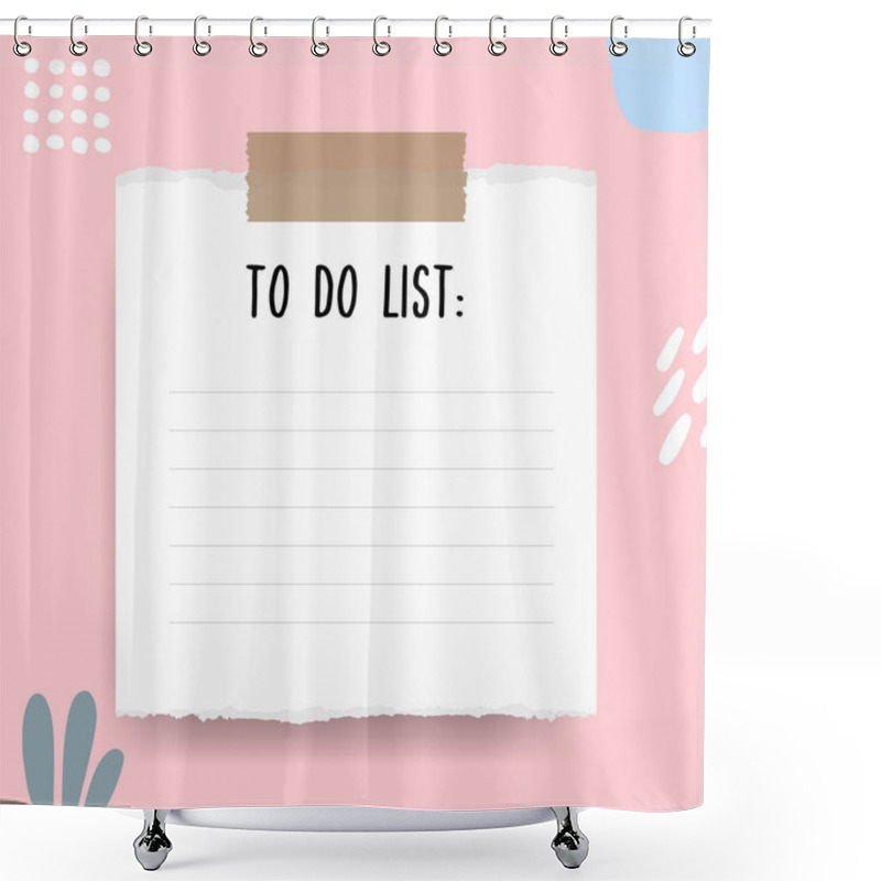 Personality  Abstract To Do List Template With Pieces Of Torn Paper And Chalk Line. Blank Weekly Planner With Notes In Pastel Colors. Minimal Organizer Design. Vector Illustration Shower Curtains