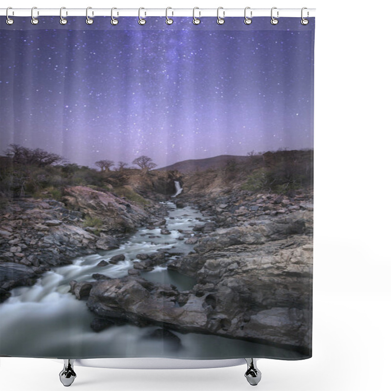 Personality  Milky Way Over The Kunene River Shower Curtains