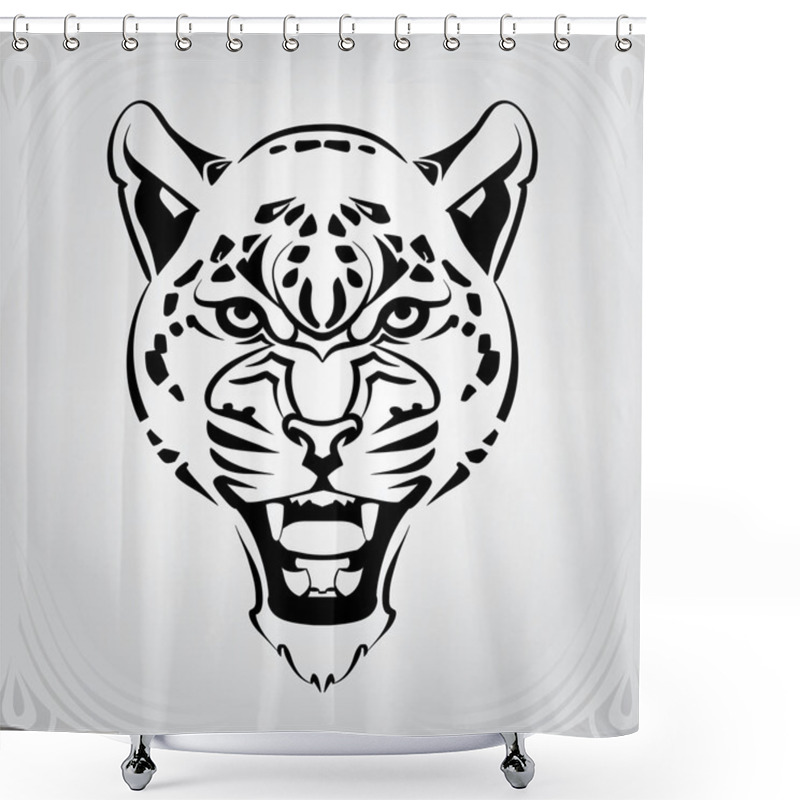 Personality  Stylized Head Of Leopard Shower Curtains