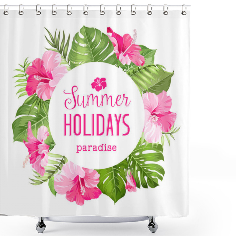 Personality  Tropical Flower Frame. Shower Curtains