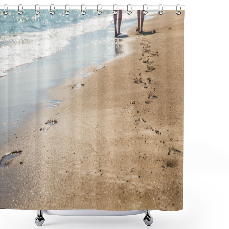 Personality  Footprints In The Sand Shower Curtains