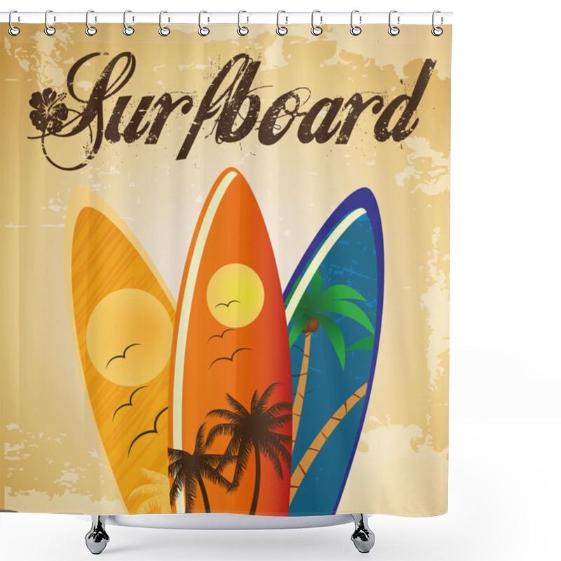 Personality  Surfboard Shower Curtains