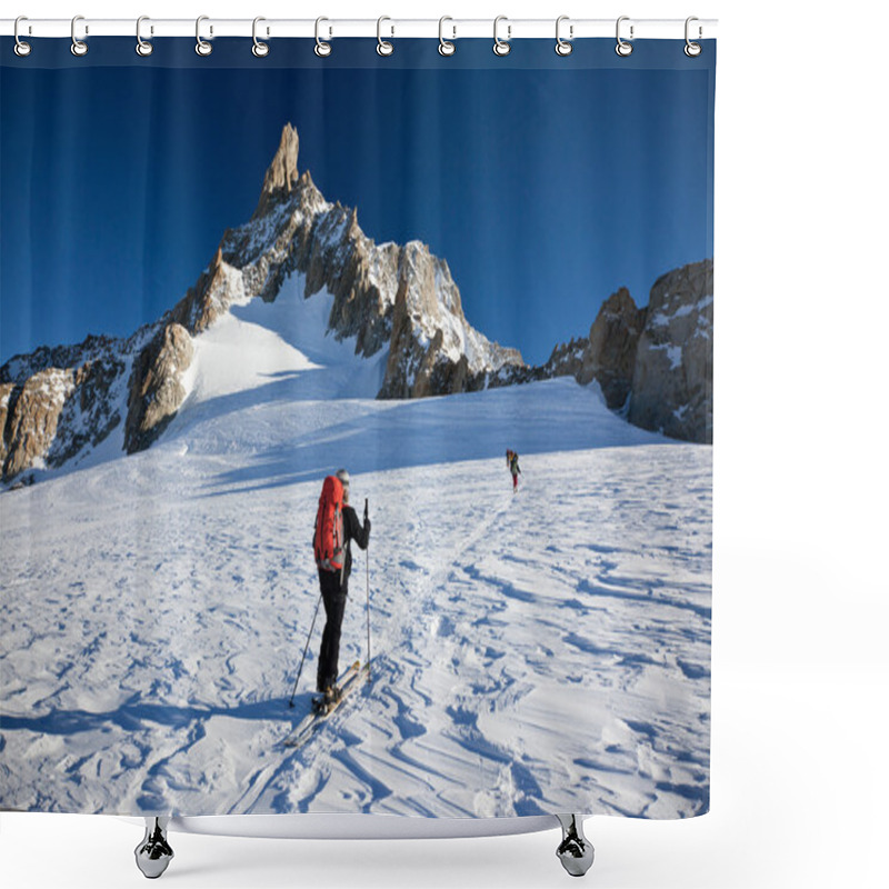 Personality  Backcountry Skiers At Mont Blanc, France. Shower Curtains