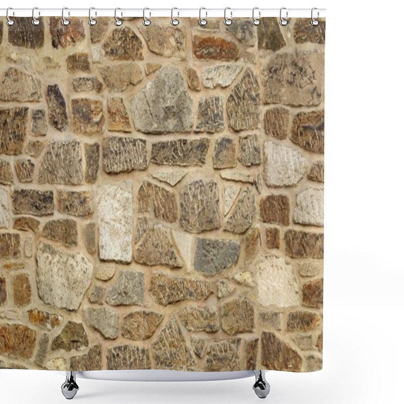 Personality  Seamless Ashlar Old Stone Wall Texture Background Shower Curtains