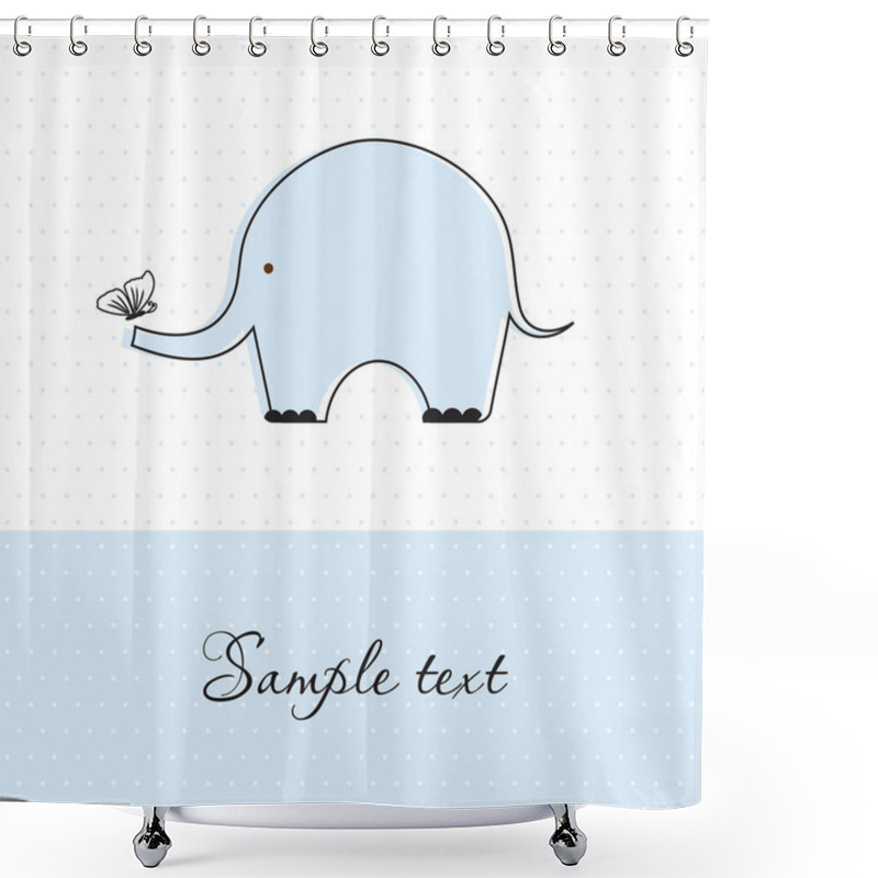 Personality  Baby Boy Shower Card With Cute Elephant And Butterfly Shower Curtains