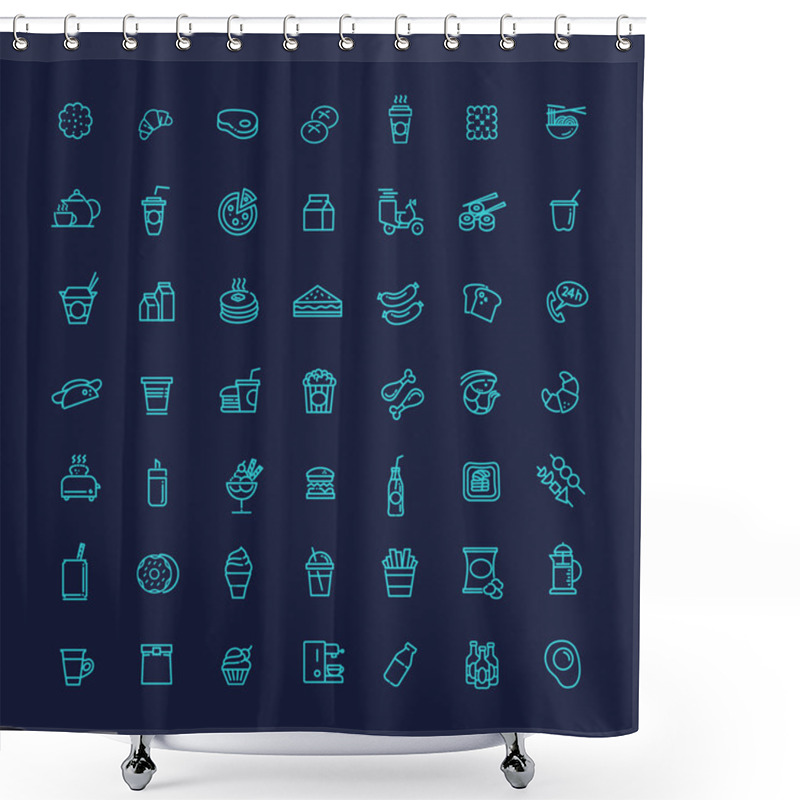 Personality  Fast Food Vector Outline Icons Set. Cooking Shower Curtains